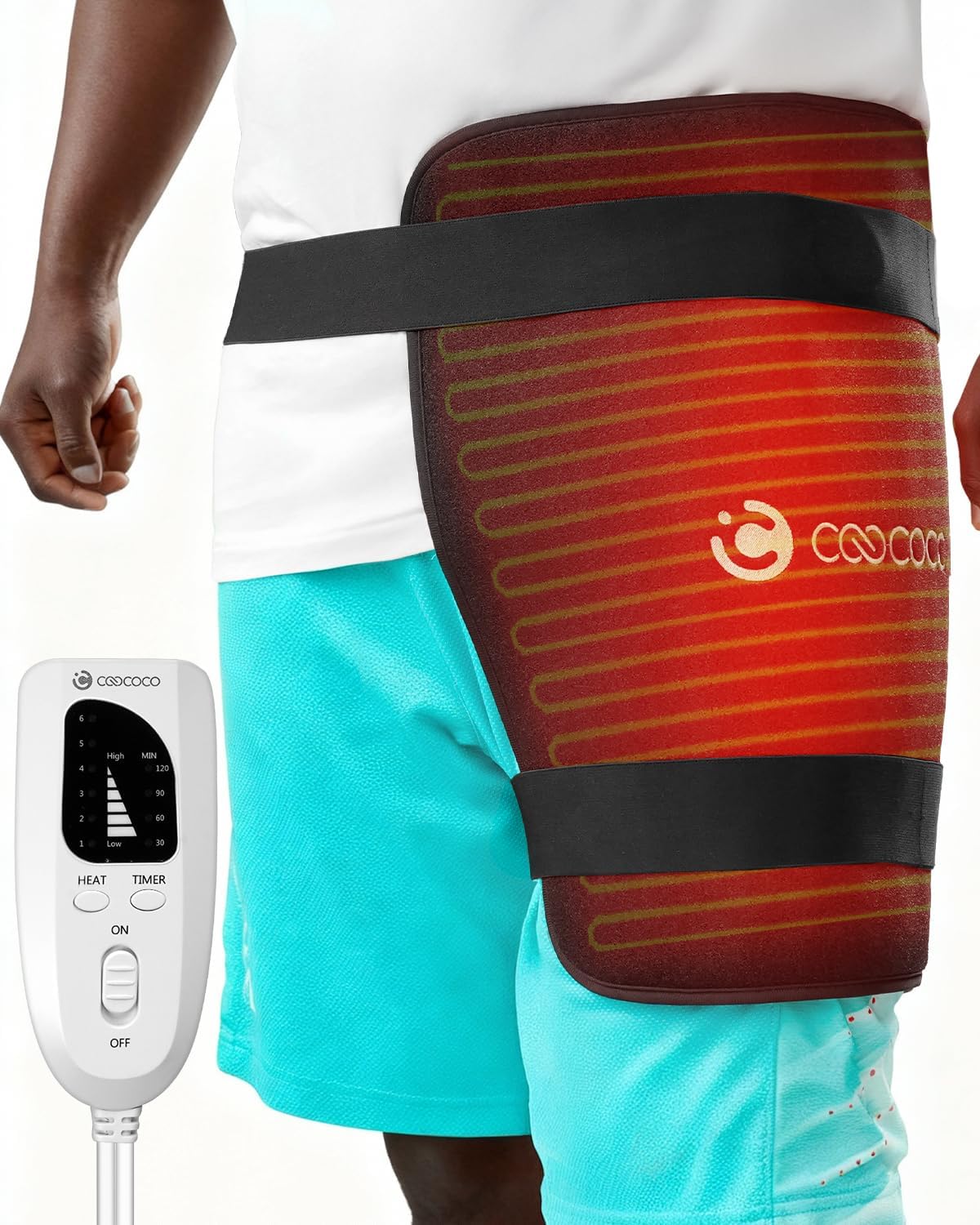 CooCoCo FSA Eligible 17 x 33 in Large Heating Pad, Foot Warmer, Black