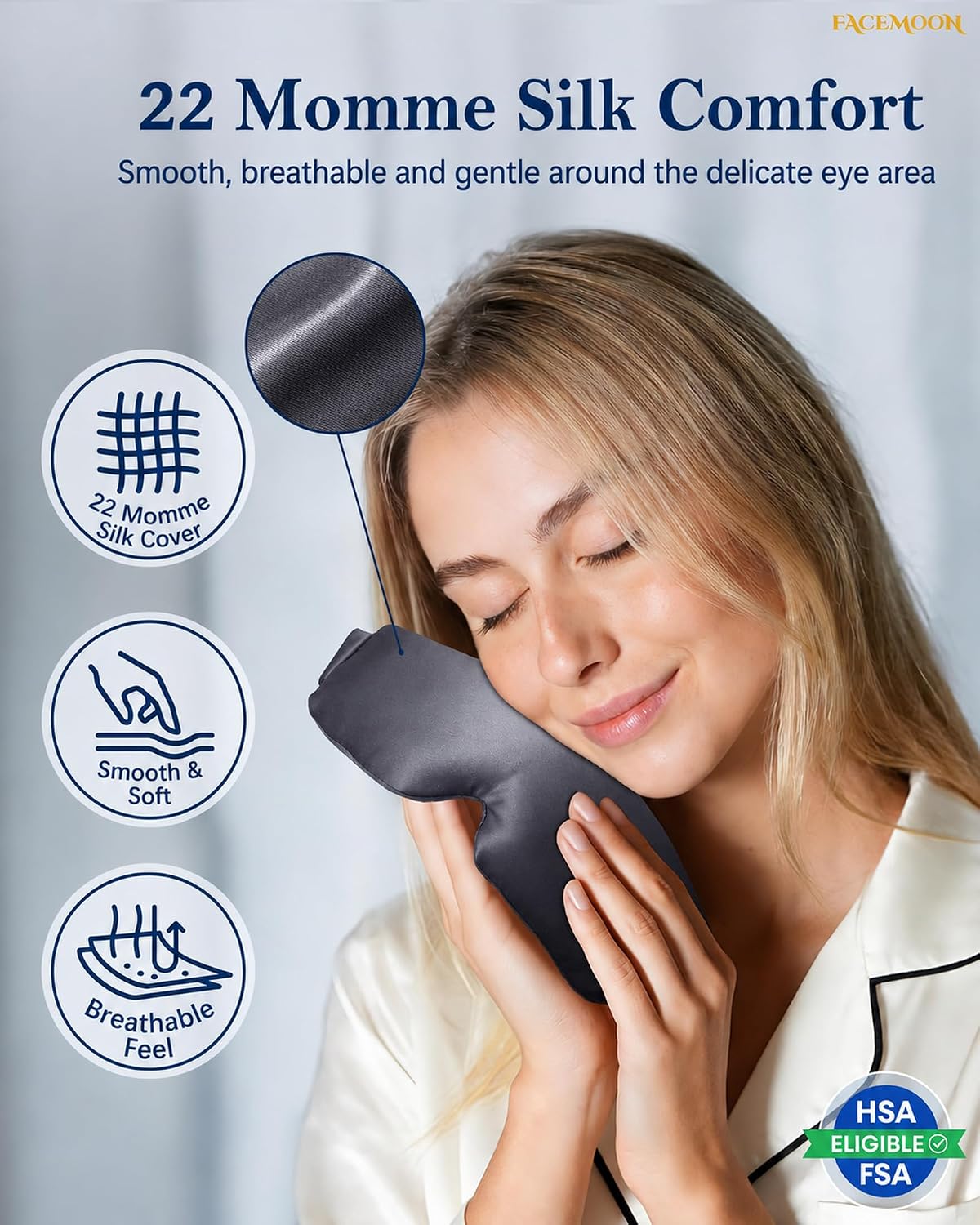 Heated Eye Mask for Dry Eyes Silk Cordless Warm Eye Compress Daily Eye Care | Soothing Relief for Migraine & Tired Eyes, Multi Scene Use for Home Office Travel, Rechargeable & Washable,FSA Eligible HSA