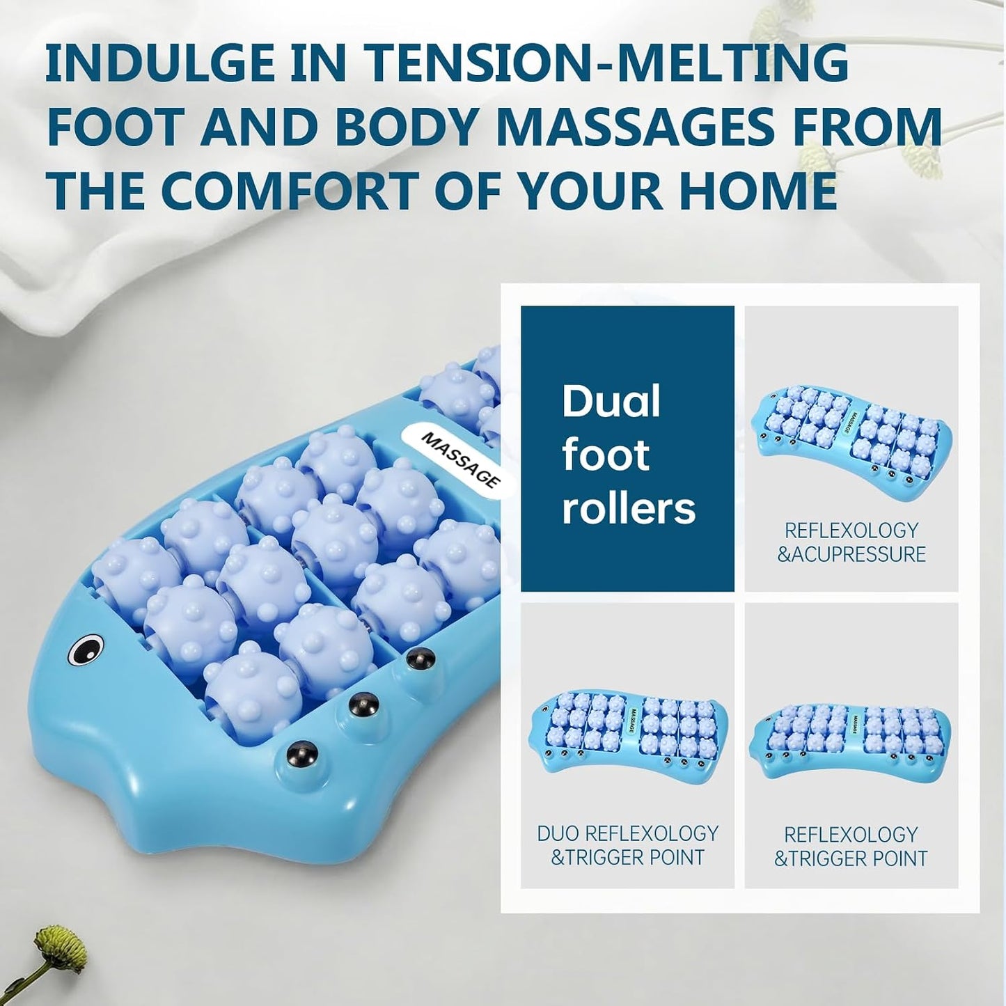 Foot Roller Massager for Plantar Fasciitis Pain Relief, Large Size Under Desk Feet Massage, Manual Acupressure Tool, Eases Pain & Cold Feet, Boosts Circulation, Split Portable & Washable