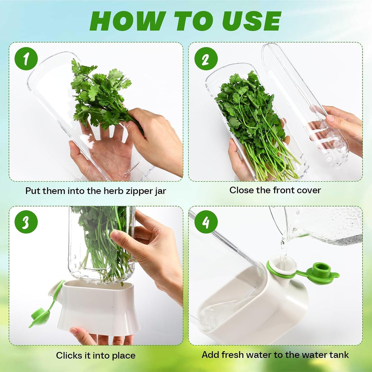 2 Pieces Herb Saver for Refrigerator Fresh Herb Keeper Cilantro Container for Fridge Saver Pod for Cilantro, Parsley, Asparagus, Keeps Vegetables for 2-3 Weeks(White)