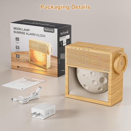 Sound Machine Alarm Clock with Sunrise Wake-Up Light, Plug-in Digital Clock | White Noise Machine with 20 Soothing Sounds for Sleeping, Dual Alarms, Snooze, Timer, Dimm Gentle Moon Night Lamp for Bedroom
