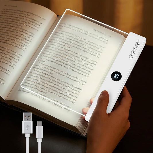 LED Panel Reading Light - Full Page Book Light & Night Light 2 in 1 (White)