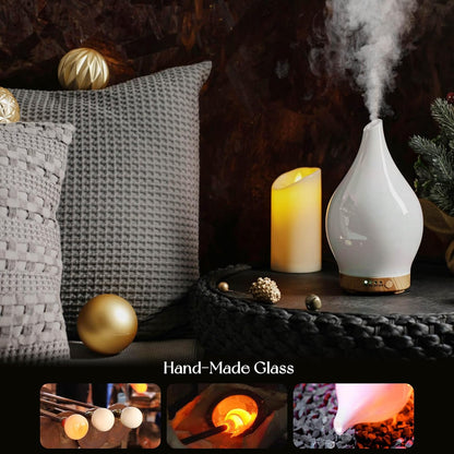 Porseme Oil Diffuser 3D Glass Aromatherapy Ultrasonic Humidifier, Air Refresh Auto Shut-Off, Timer Setting, BPA Free for Home Hotel Yoga Leisure SPA Gift 150ml Last 6H - Colors A