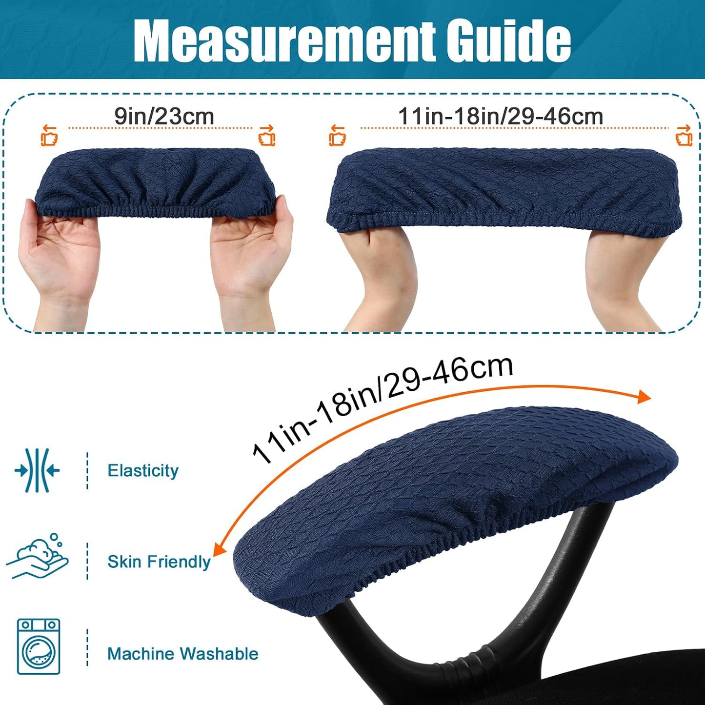 Smiry Office Computer Chair Armrest Covers, 2PCs Anti-dust Arm Rest Pad | Removable Washable Desk Chair Arm Pad Covers, Grey