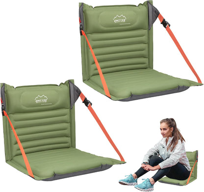 Stadium Seats with Back Support Inflatable Portable Folding Seat | Waterproof Cushion with Backrest for Sports Events Stadium and Camping, Black Heated Version