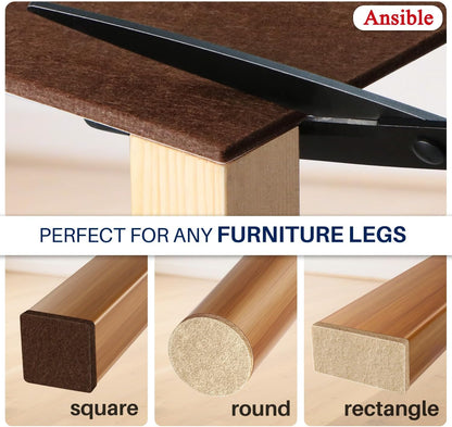 Ansible Felt Furniture Pads Chair Leg Floor Protectors 1" 60PCS | Felt Pads for Hardwood Floors,Self-Adhesive, Reduce Noise and Anti-Scratches,Easy to Install,Beige,Round