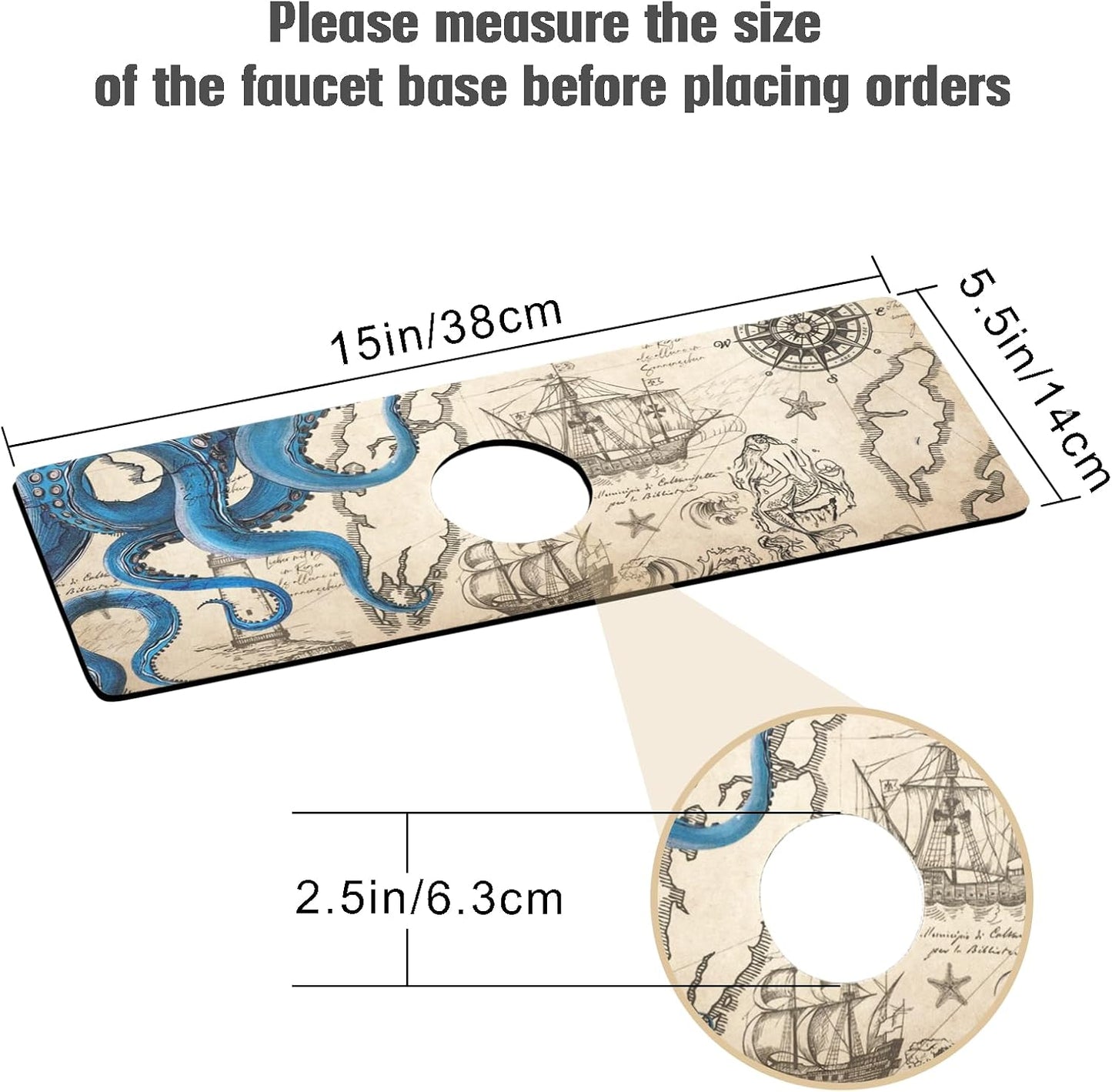 Sink Faucet Absorbing Mat, 2 Pack Drying Mat Around Faucet Sink Splash Guard Behind Faucet Sinkmat For Kitchen Bathroom Island Rv 24 * 5.5 Inch (60 * 14 cm)