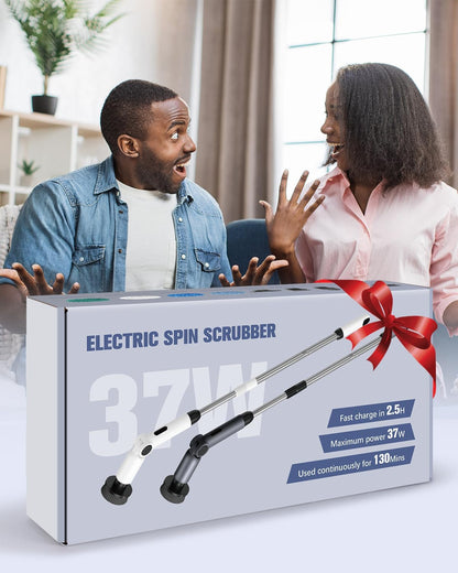 Electric Spin Scrubber, [IPX8 Waterproof ] [50KG Torque]- Gray | Shower Scrubber with 9 Brush Heads, 2 Speed Mode, 4 Adjustable Angles, Electric Brush for Cleaning for Bathroom Floor Tile