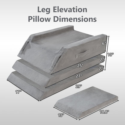 Wedge Pillow for Sleeping, Bed Wedge Pillow for After Surgery 3-Height Memory Foam Leg Elevation Pillow for Swelling Back Pain Relief Sciatica Knee Ankle Pain Bed Support Legs L 24"