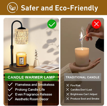 Briever Dimmable Candle Warmer Lamp with Timer, Height Adjustable Electric Candle Wax Warmer, Christmas Birthday Gifts for Women Mom, House Warming Gifts New Home Room Decor, Black Solid Wood Base
