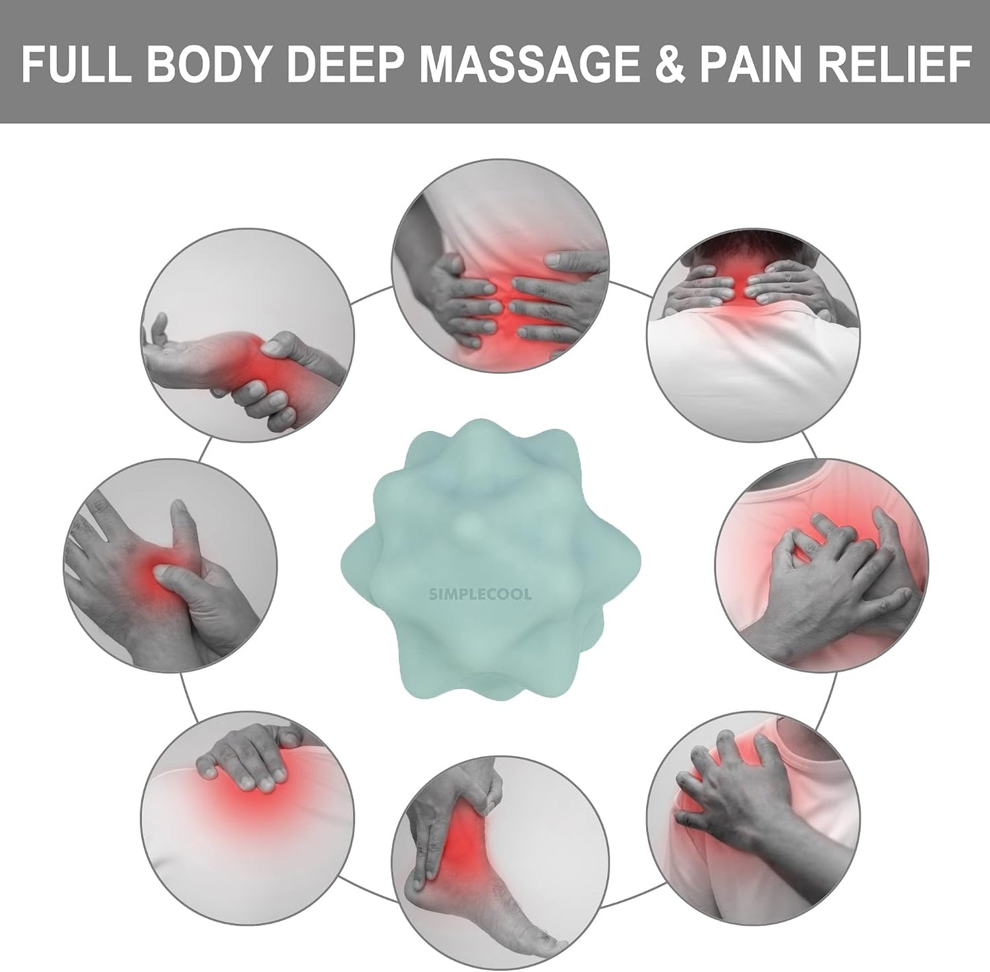 Small Spiky Massage Ball Trigger Point Massage Tool 2.2"×2.1" Blue | Solid Bumpy Massager for Deep Tissue Myofascial Release Hand Foot Plantar Fasciitis Pain Relief Knots Acupoint Yoga Fitness