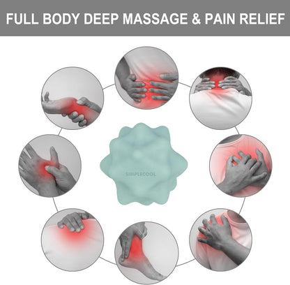 Small Spiky Massage Ball Trigger Point Massage Tool 2.2"×2.1" Blue | Solid Bumpy Massager for Deep Tissue Myofascial Release Hand Foot Plantar Fasciitis Pain Relief Knots Acupoint Yoga Fitness