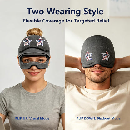 Migraine Relief Cap with Slide-Up Eye Mask, Headache Relief Ice Hat