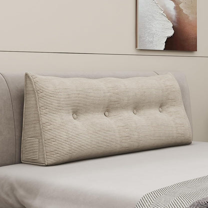 Headboard Wedge Pillows for Sitting Up in Bed Rest Adult，Triangular Upholstered Stuffed Reading Pillow for Sofa Couch Back Cushions Lumbar Body Support Dorm Bedroom（King，Corduroy Gray）