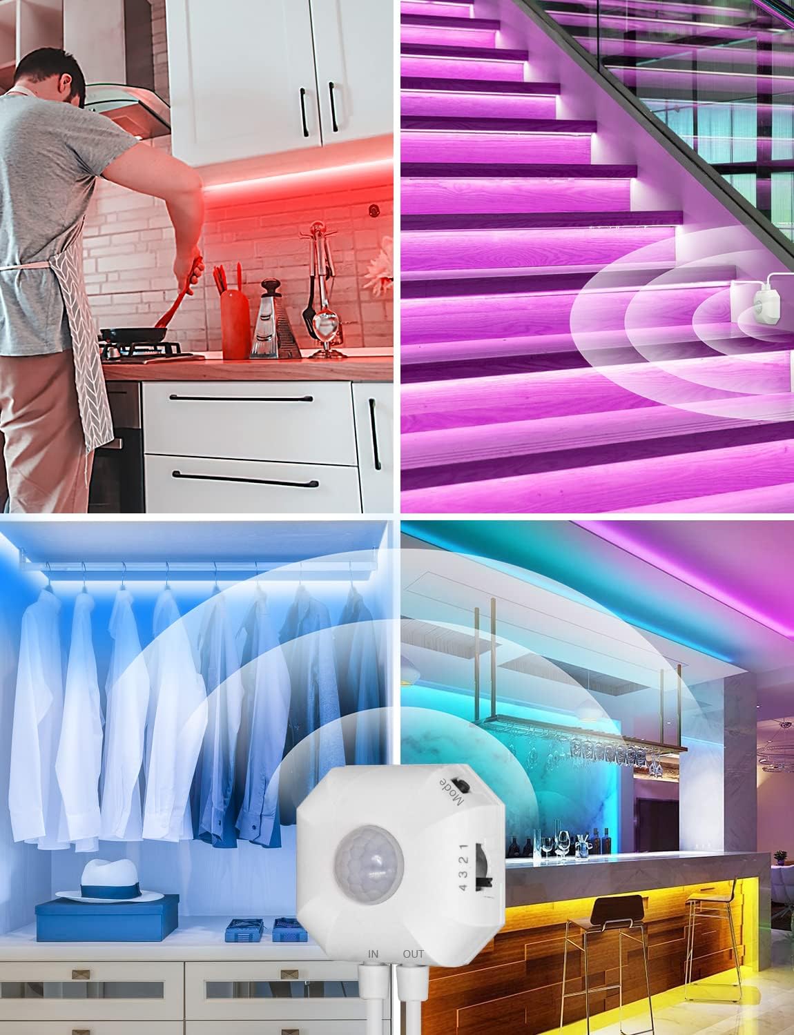 MATICOD Motion Sensor Light Indoor Under Bed Lights Under Cabinet Lights, Motion Activated Led Light Strip for Bedroom,Warm White LED Closet Light Motion Sensored Under Cabinet Lighting NO APP