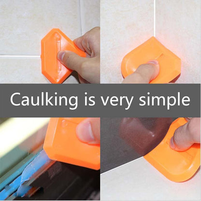 5-in-1 Caulking Tool Kit, Stainless Steel Caulk Remover & Silicone Sealant Finishing Tool with 5 Replaceable Radius Pads, Grout Removal & Scraper Tool for Bathroom, Kitchen, Tile, Window, Sink