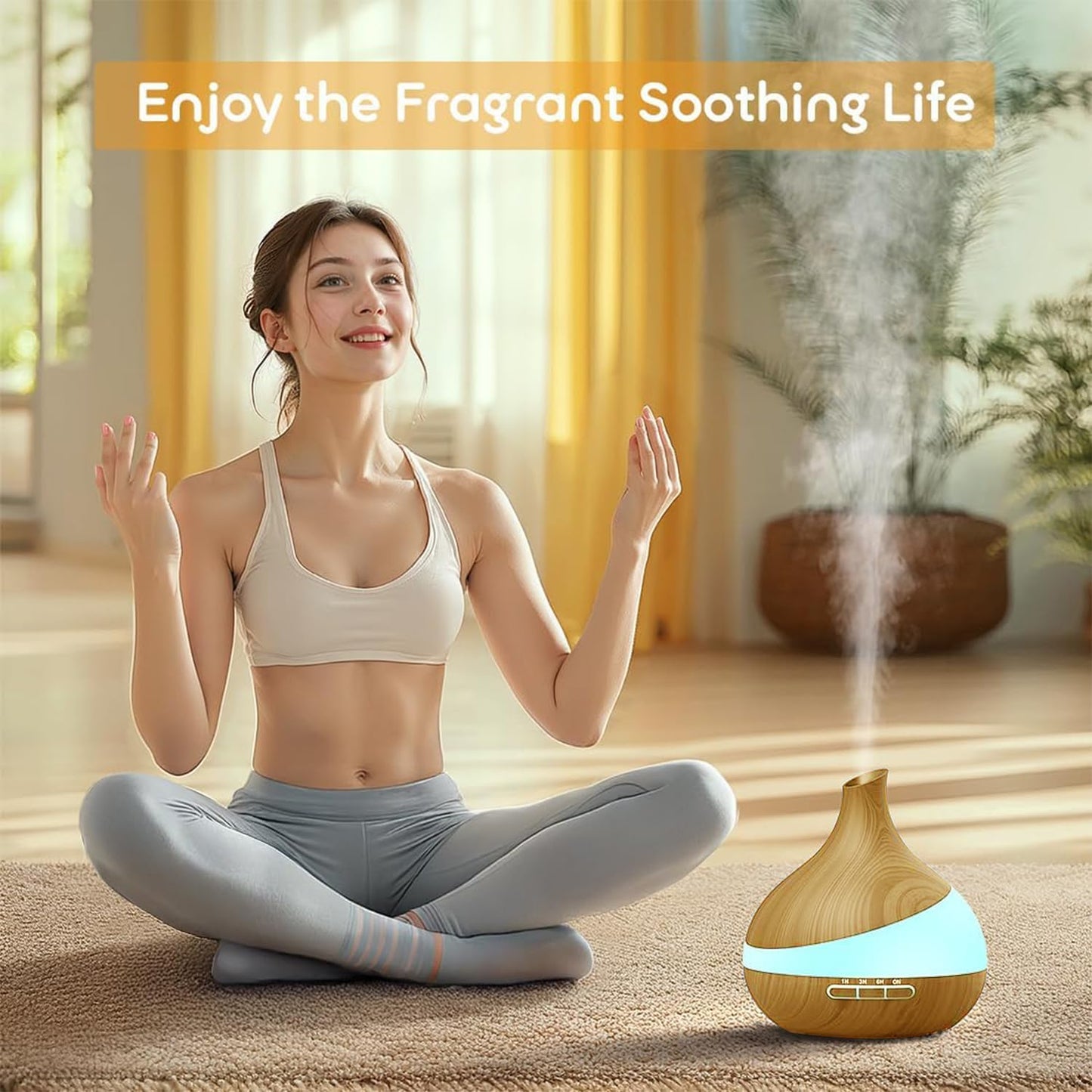 𝟒𝟖%𝐨𝐟𝐟 HJTHJT Essential Oil Diffuser: 500ML Aromatherapy Diffuser with Remote Control for Hotel Spa Yoga Room - Humidifiers for Bedroom with 14 Colors LED Night Light for Kids/Women