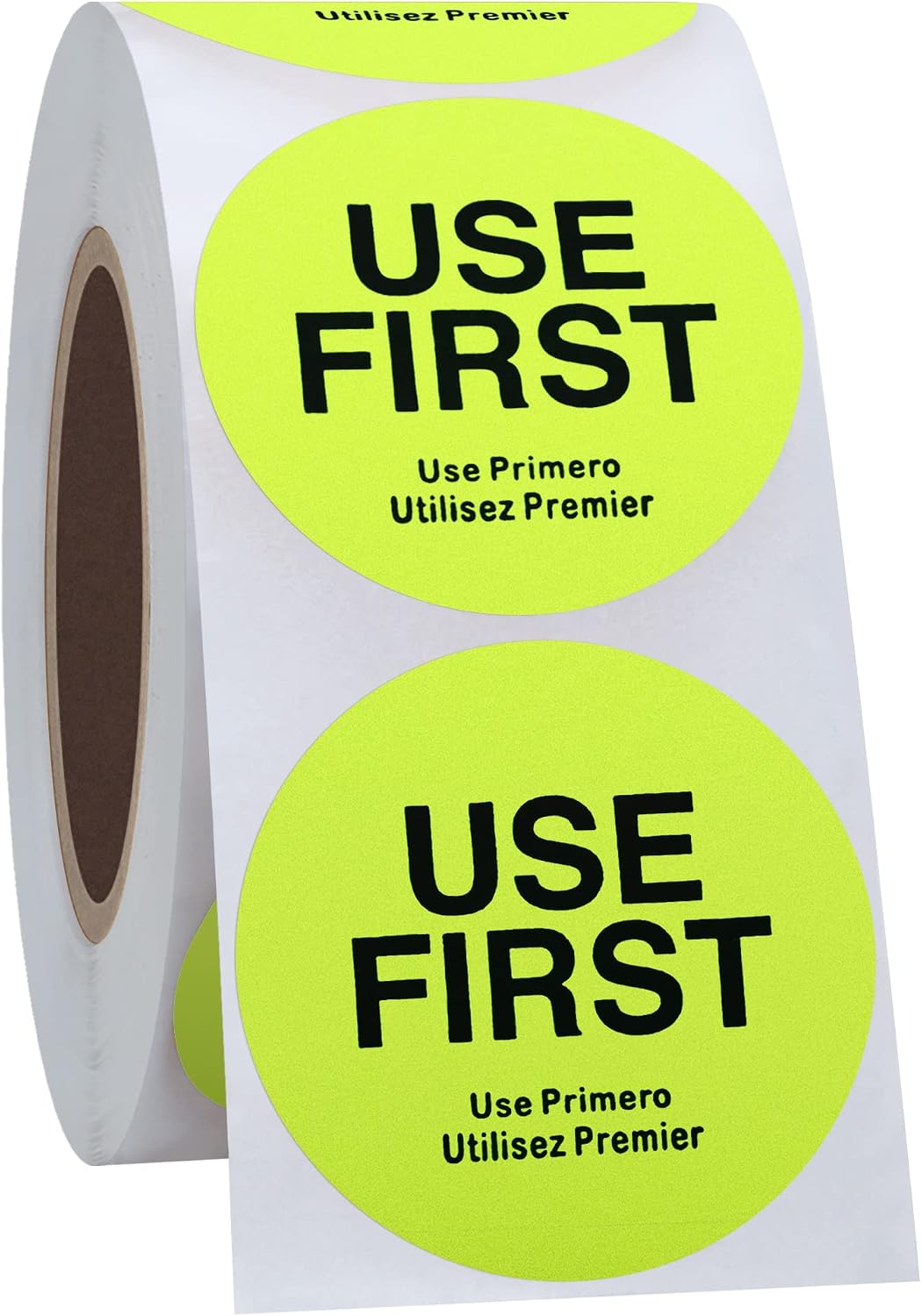 500 Pcs 1.5" Use First Stickers Small Stickers Circle Label Dot Labels Fluorescent Paper, Fluorescent Green