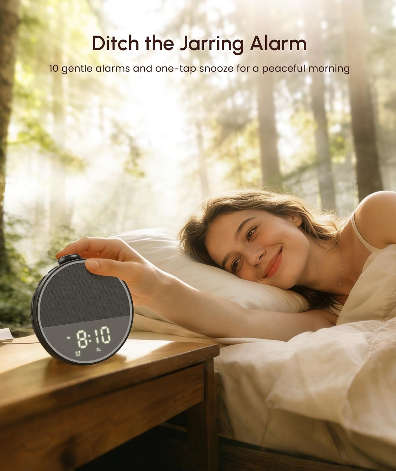 Sound Machine, Alarm Clock, Night Light, Screen-Free Sleep Routine | 30 Sounds, 10 Gentle Alarms, Sleep Timer, White Noise Machine for Sleep, Adults, Bedroom, Nightstand, Office, Travel(Cream)