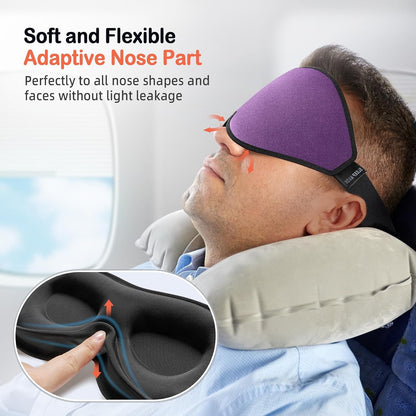 LitBear Sleep Mask for Side Sleeper Women Men, Eye Mask for Sleeping | Light Blocking 3D Contoured Sleeping Mask, Soft Breathable Sleep Eye Mask with Adjustable Elastic Strap for Travel, Black