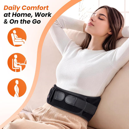 Comfytemp Cordless Heating Pad for Back with Massager 3D Back Pad Portable | FSA Eligible HSA, Lower Back Massager Wearable FIR, Rechargeable Wireless Heated Waist Belt, 3 Heat&Vibration&Intensity, 58"