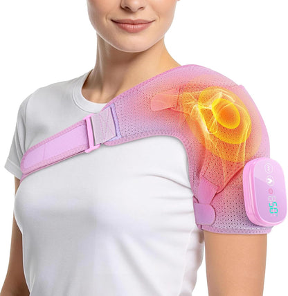 Shoulder Heating Pad with Massage, Rotator Cuff Shoulder Brace for Frozen