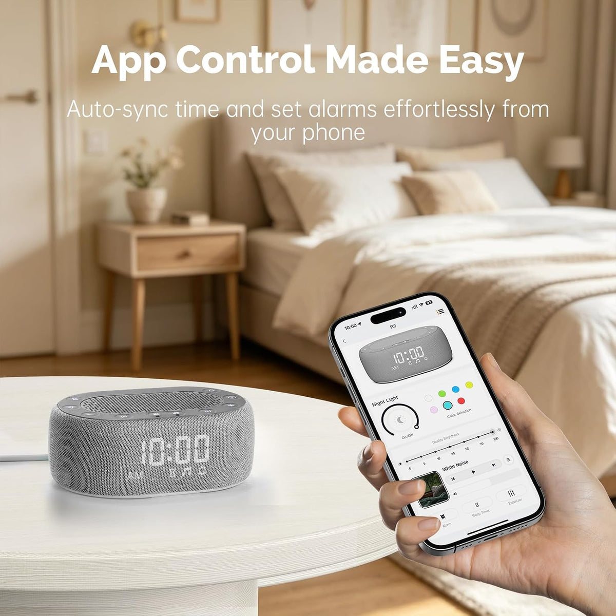 1Mii White Noise Machine with Alarm Clock, Sound Machine for Sleeping
