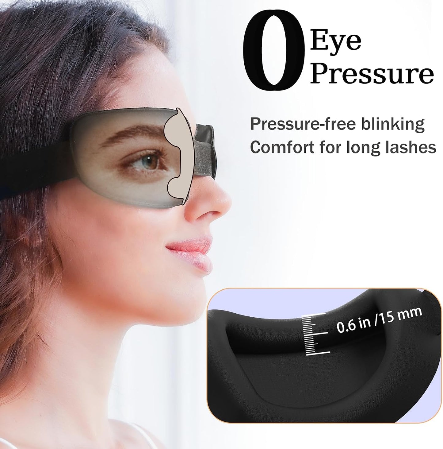 Sleep Eye Mask for Sleeping, 100% Blackout Eye Mask for Women & Men, 3D Contoured Zero Pressure Design, Adjustable Soft Blindfold, Eyelash Friendly Sleep Mask for Travel, Nap & Night Sleep