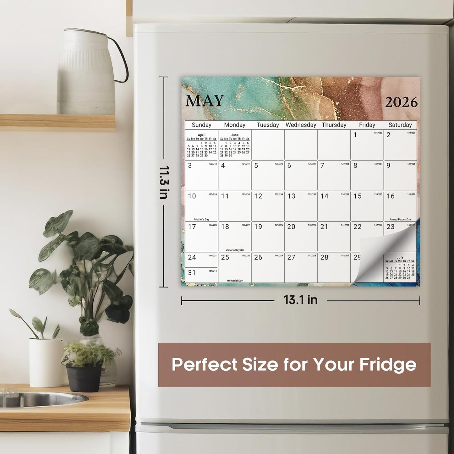 2026-2027 Magnetic Calendar for Refrigerator, Apr 2026-Dec 2027 | 21-Month Fridge Calendar 2026-2027 for Home Planning, Scheduling and Easy Organization, Greenery