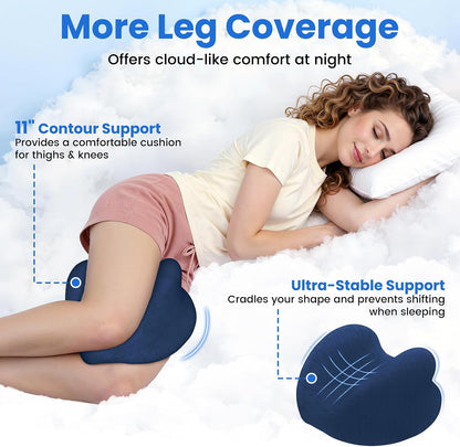 Knee Pillow for Side Sleepers - Cooling Gel Memory Foam Leg Pillow for Side Sleeping, Heart-Shaped Between Legs Cushion for Pressure Relief on Sciatica, Lower Back, Hips & Joints, Grey