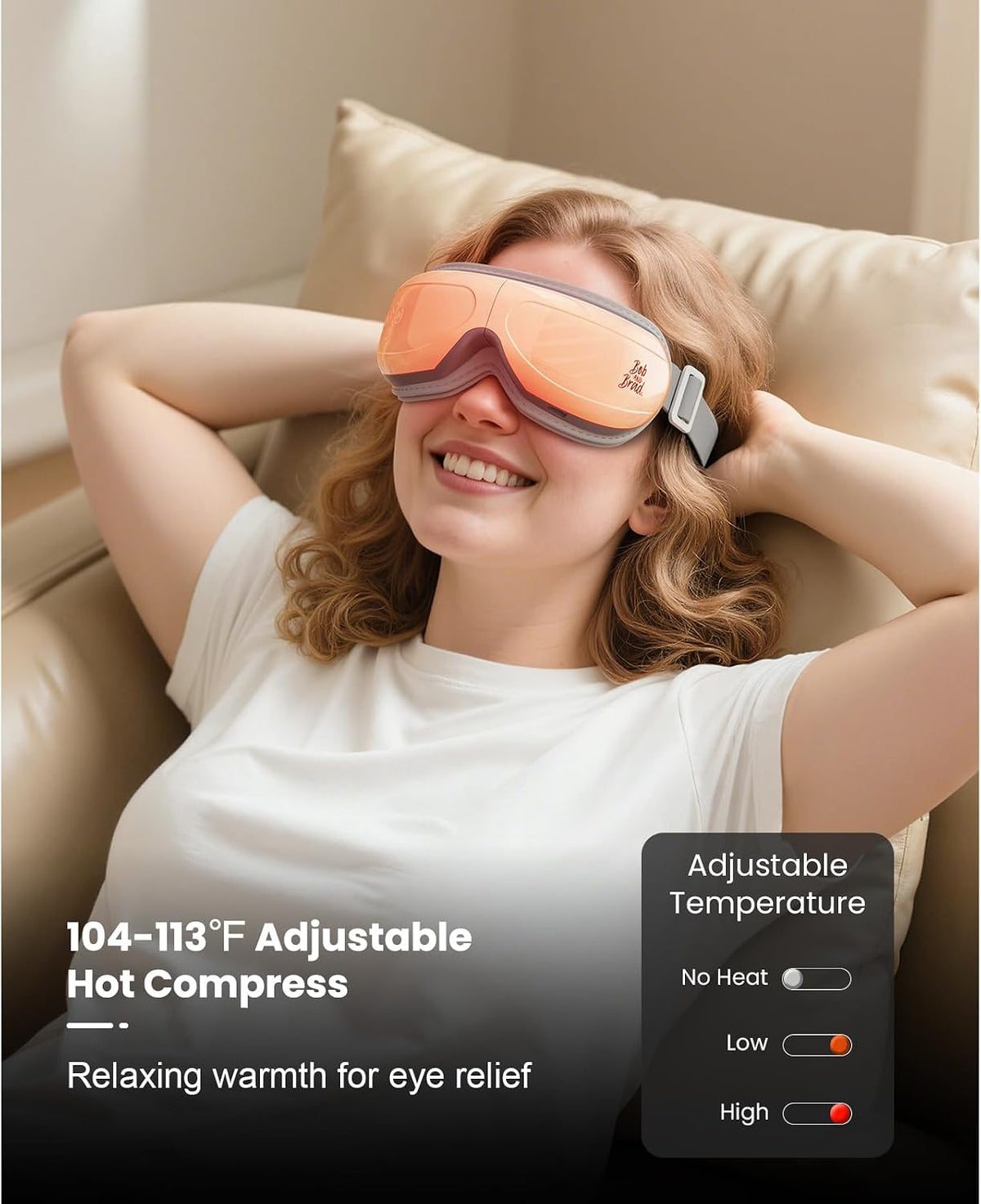 BOB AND BRAD Eye Massager with Heat and Cooling, FSA Eligible HSA Birthday Gifts for Women Men, Heated Eye Massager for Migraine, Heated Eye Mask for Dry Eye Head Tension and Stress Relief