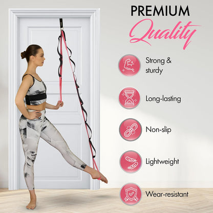 10-Loop Yoga Strap with Door Anchor for Stretching & Flexibility | Improve Flexibility, Balance and Deep Stretching with a Versatile Yoga Accessory for All Fitness Levels