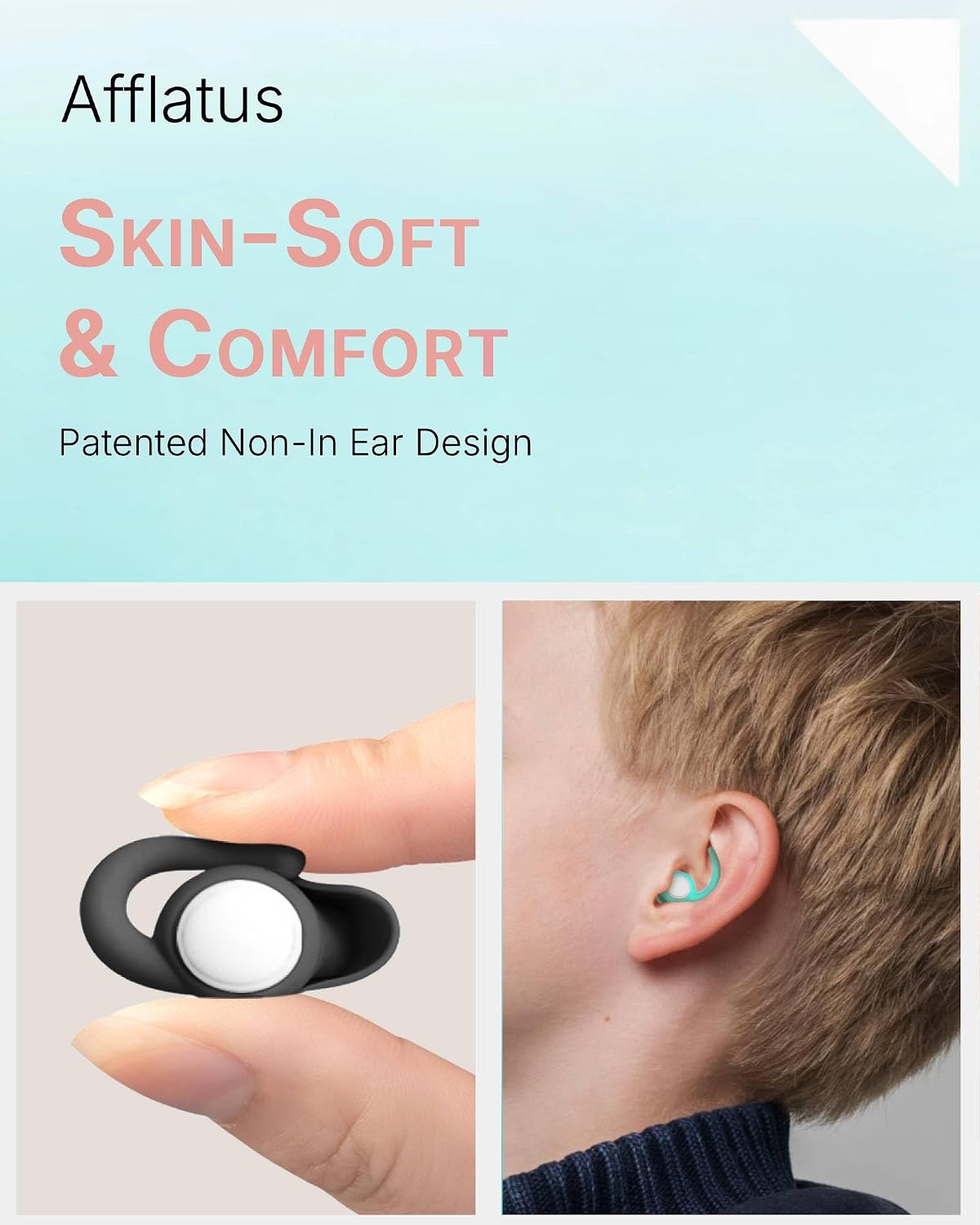 Afflatus Kids Ear Plugs for Sleep and Noise, Small Size, Skin-Soft, 26dB