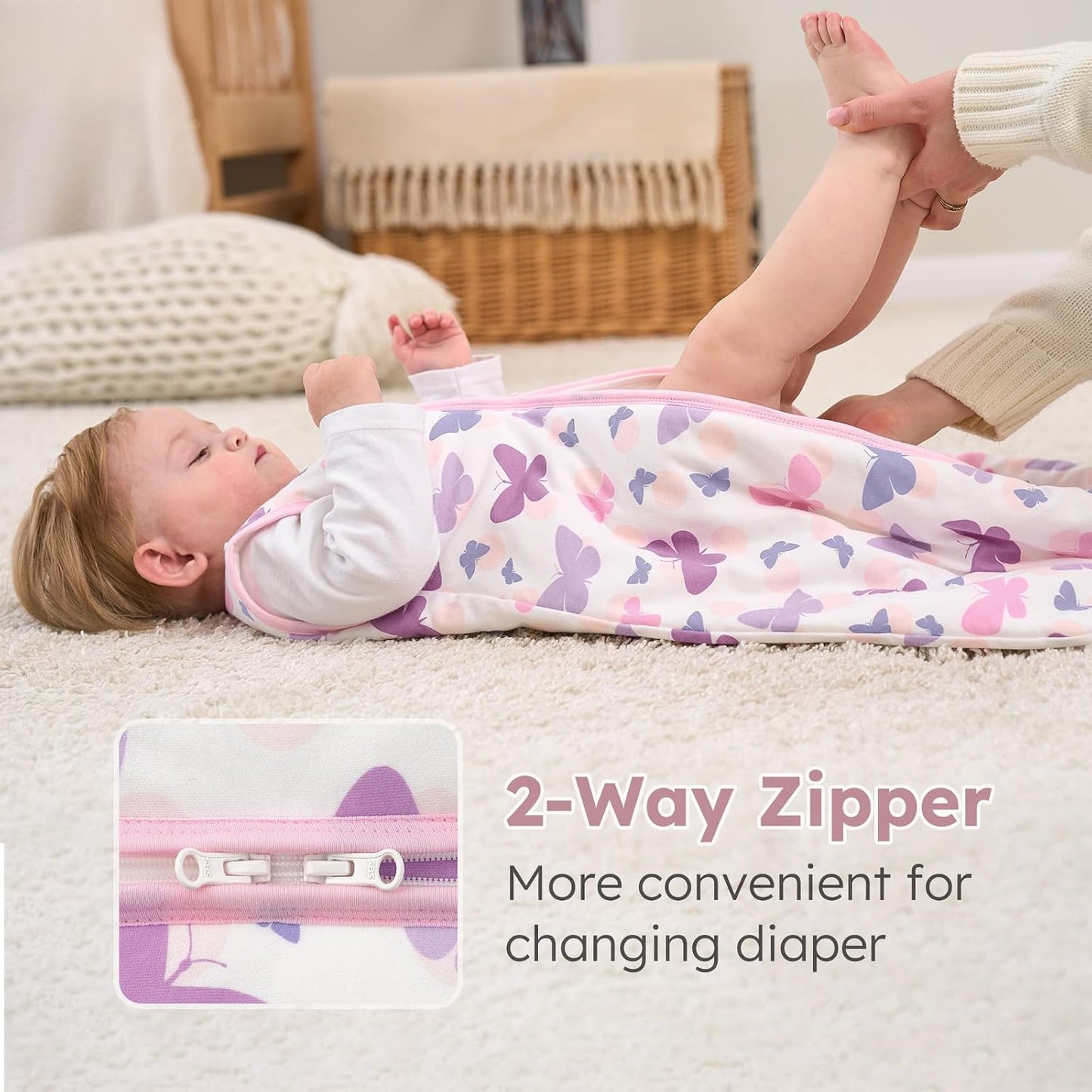 Yoofoss Baby Sleep Sack 0-6 Months Wearable Blanket for Babies 100% Organic Cotton 2-Way Zipper TOG 0.5 Toddler Sleeping Sack 3 Pack, Sleep Sacks