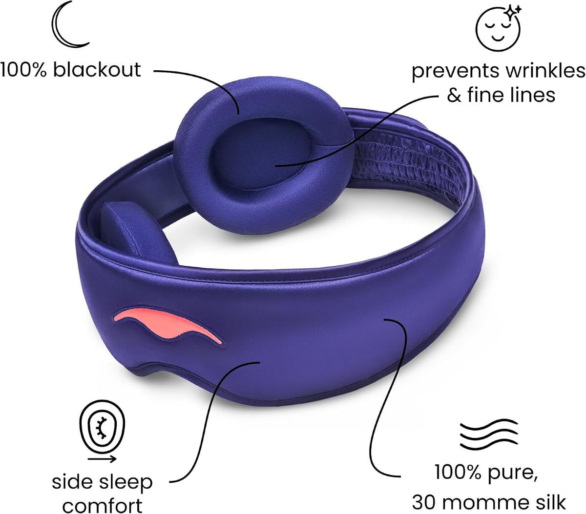 Manta Silk Sleep Mask – Premium 22 Momme Silk Eye Mask, Designed for Blackout Comfort, Breathable and Washable, Adjustable Fit (Purple)