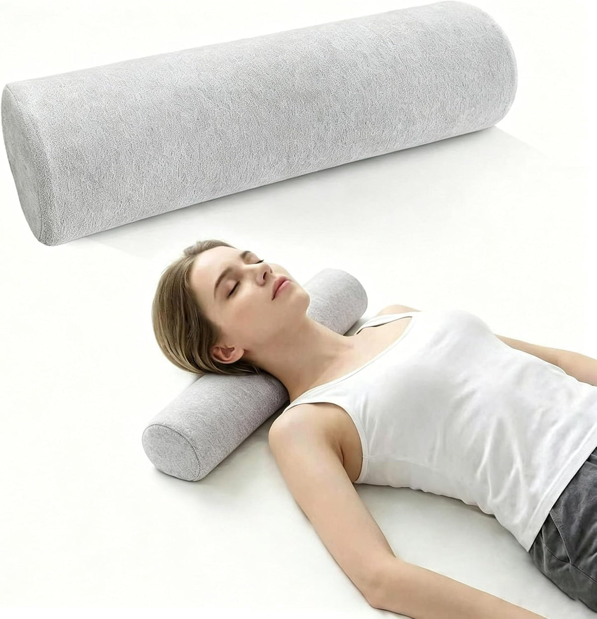 iYKYK Cervical Neck Support Foam Round Pillow for Sleeping and Pain Relief, Memory Foam Body Positioner (Dark Gray)