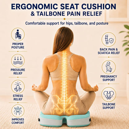 Memory Foam Ergonomic Seat Cushion for Office Chairs Pain Relief