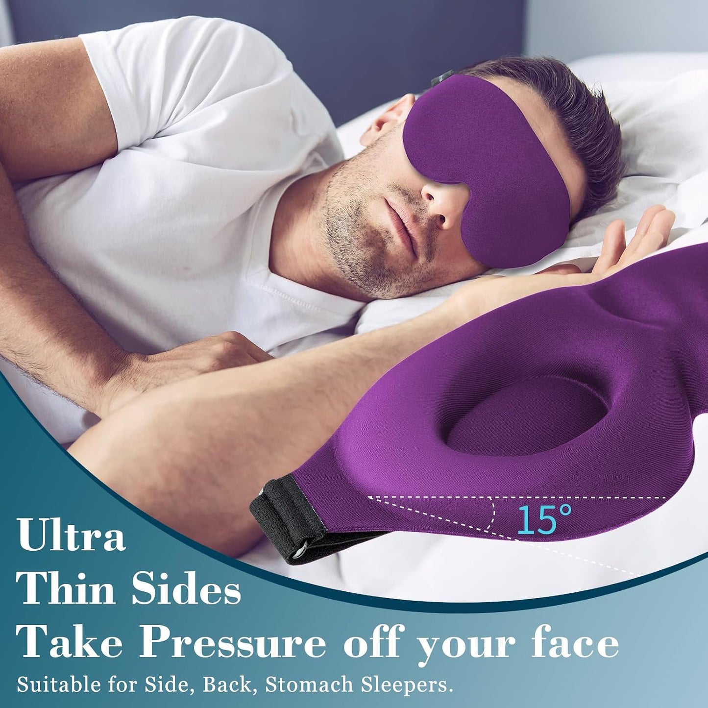 ZGGCD Sleep Mask for Side Sleeper, Light Blocking Sleeping Eye Mask for Women Men, 3D Contoured Cup Night Blindfold, Luxury Eye Cover Eyeshade with Adjustable Strap for Travel, Nap, Black