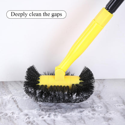 Grout Cleaning Brush with Long Handle - Hard Bristle Hand Held Grout Cleaner Brush for Tile Grout, Shower Cupboard Corner Cleaning