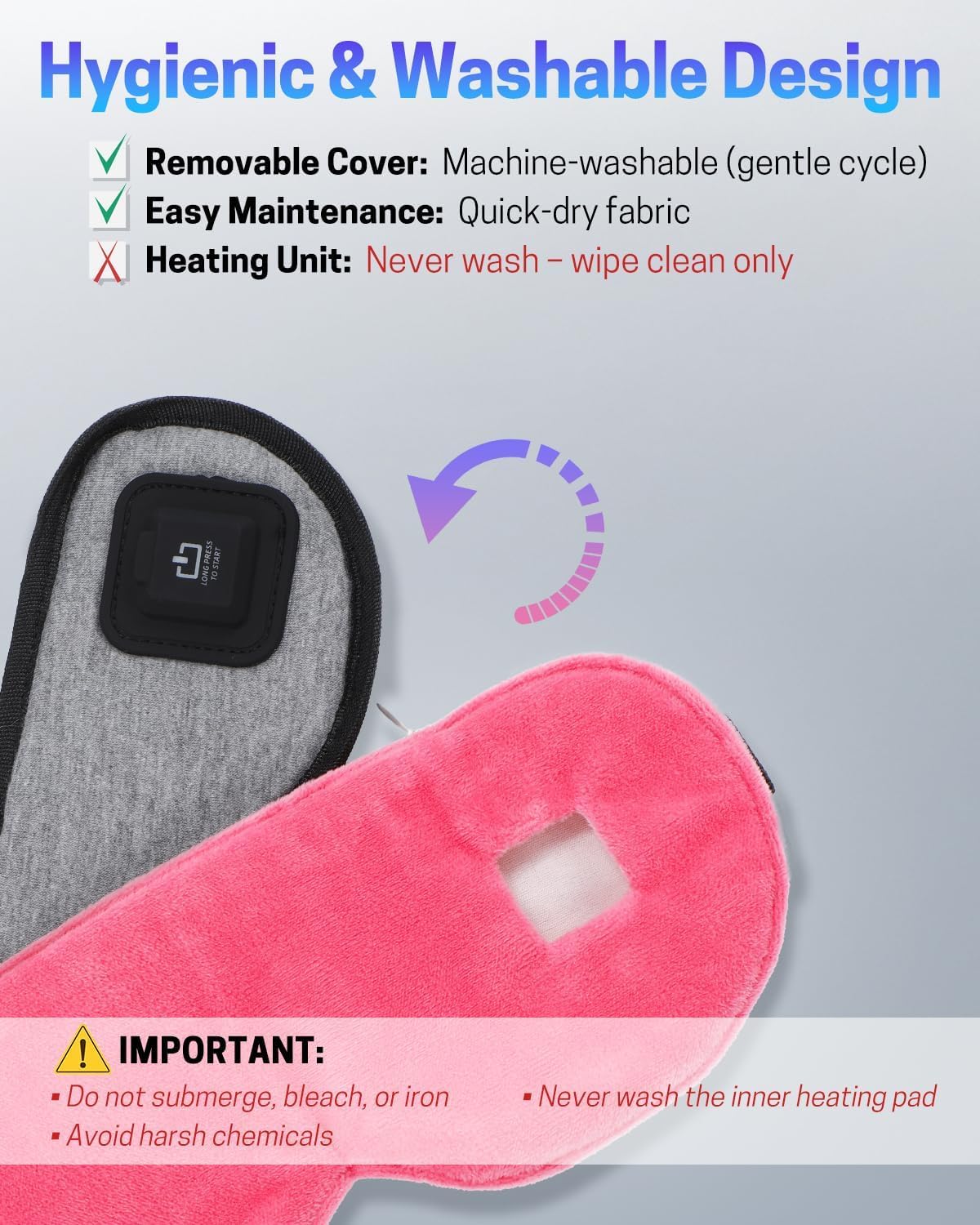 Heated Eye Mask for Dry Eyes, Stye Relief and Improved Sleep - Cordless Rechargeable Warm Compress with Graphene Heating, 3 Temp Settings, Auto Shut-Off, Washable Sleep Mask for Travel