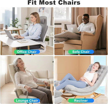 Vibration Back Massager for Chair with Heat, Massage Seat Cushion with Adjustable Neck Support Pillow & Heating Zones, Short Plush Cover Comfortable Pad for Office & Home, Gift for Dad & Mom