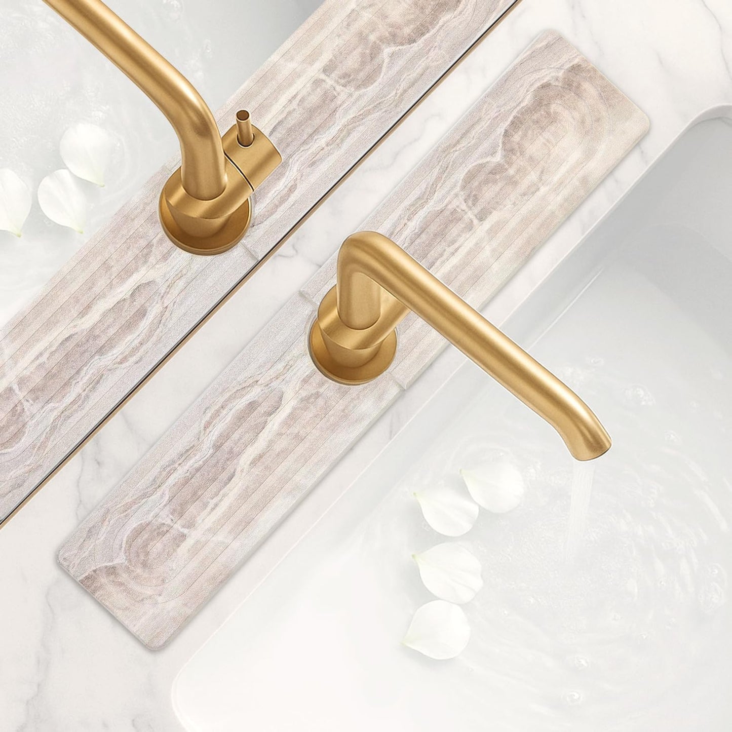 Fast Dry Stone Faucet Mat for Bathroom Sink Kitchen Counter Marble Trays | Small Diatomite Sink Splash Guard White Absorbent Tray Counter Quick Drying Stone Kitchen Diatomaceous Earth Around Faucet