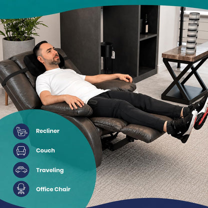 Memory Foam Headrest Pillow for Recliner – B-Shaped Neck Pillow with Stabilizer Strap, Soft Plush Fabric - Ultimate Neck Support and Pain Relief (Midnight)