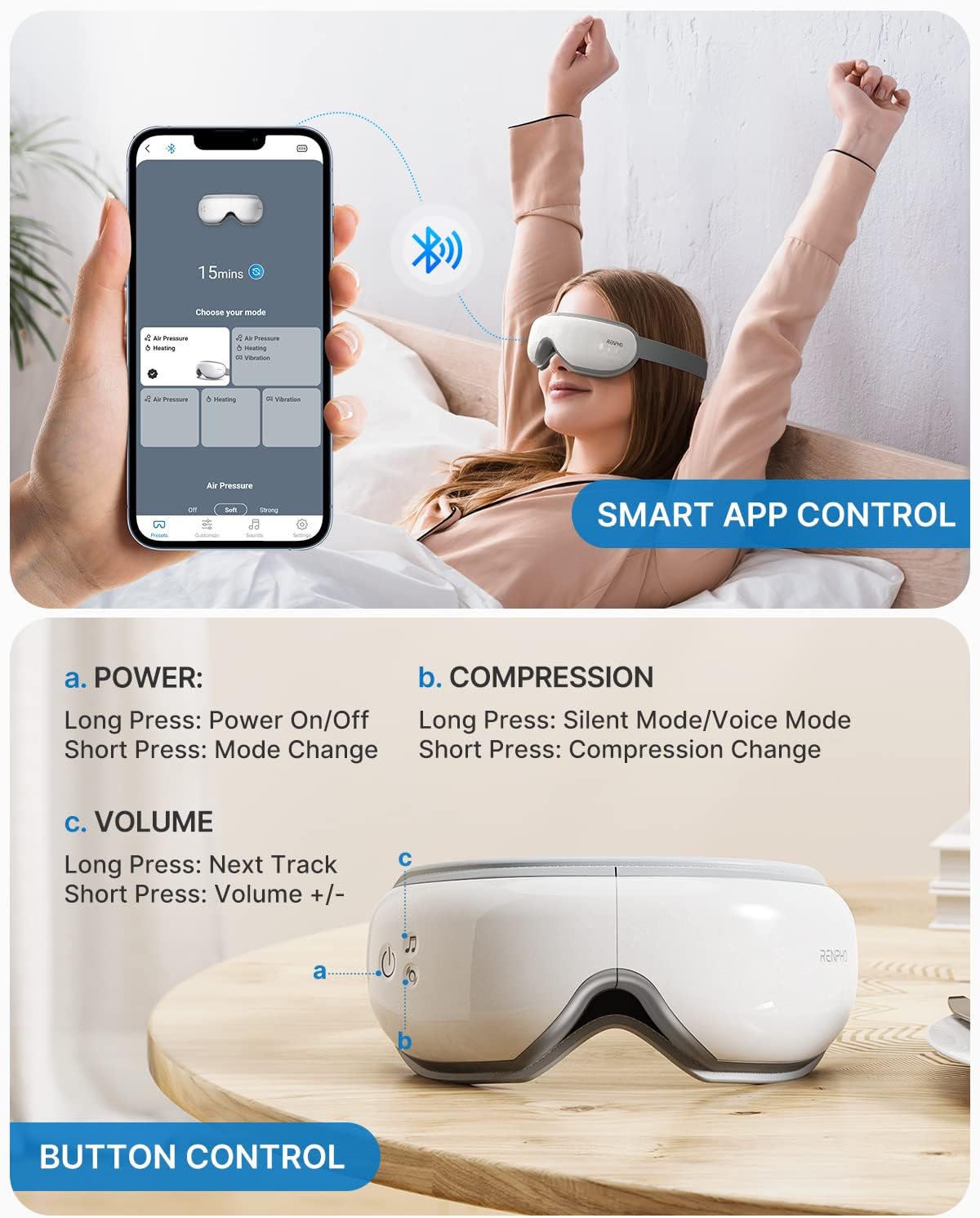 RENPHO Eyeris 1 Eye Massager with Heat, Heated Massage Eye Mask