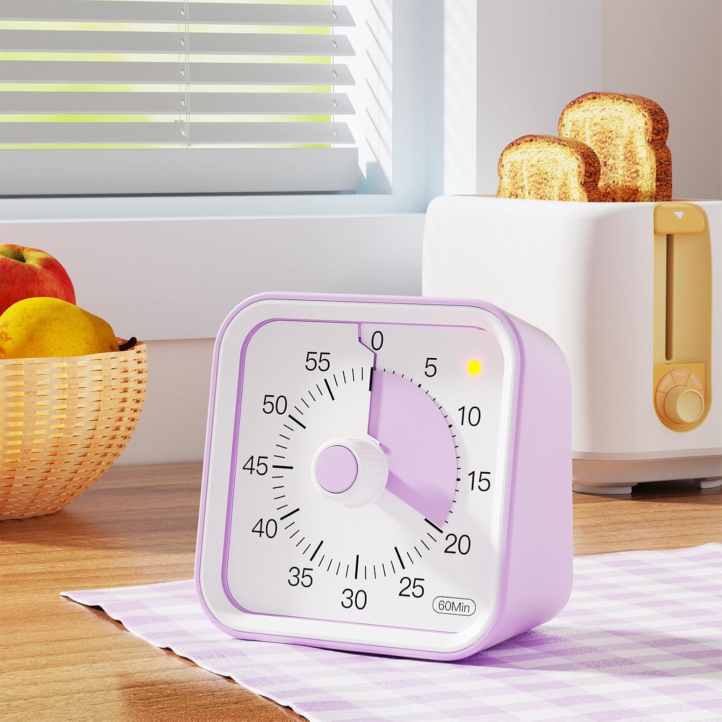 Visual Timer for Kids, Countdown Timer with Pause Function, White | Timer for Kitchen Cooking, Classroom, Study, Toddler, ADHD, Cute Timer Clock, Alarm 3 Volume Levels, Light Indicator