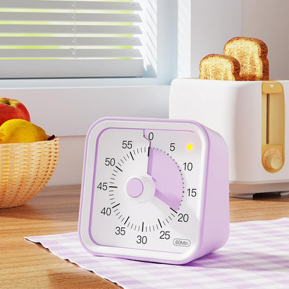 Visual Timer for Kids, Countdown Timer with Pause Function, White | Timer for Kitchen Cooking, Classroom, Study, Toddler, ADHD, Cute Timer Clock, Alarm 3 Volume Levels, Light Indicator