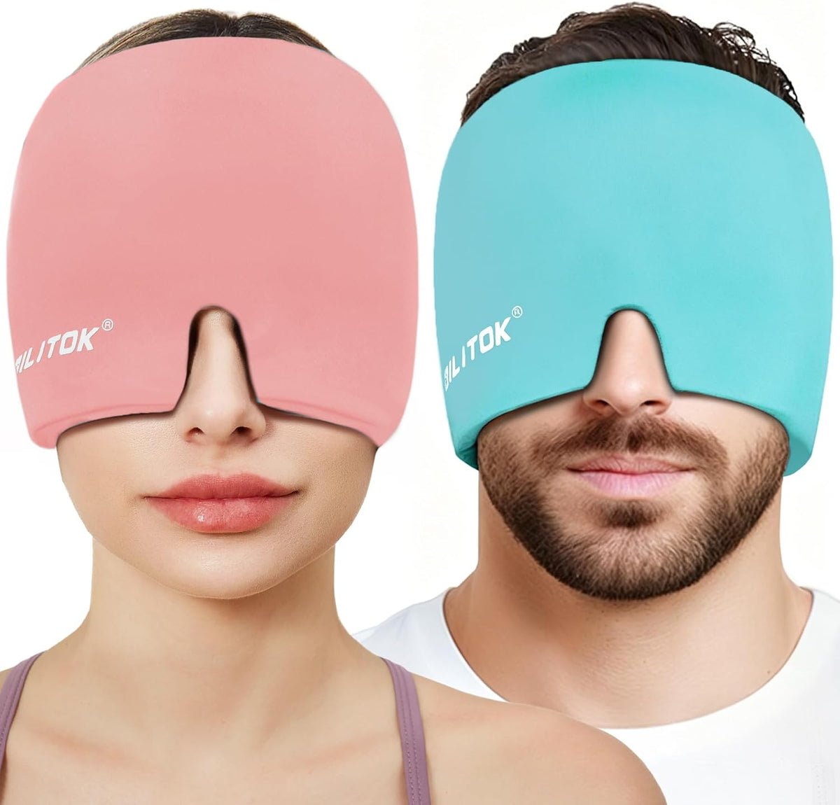 Migraine Headache Relief Cap, Gel Ice Head Wrap, Hot and Cold Therapy, Headache Eyes Mask for Sinus, Puffy Eyes, Tension and Stress Relief (Blue)