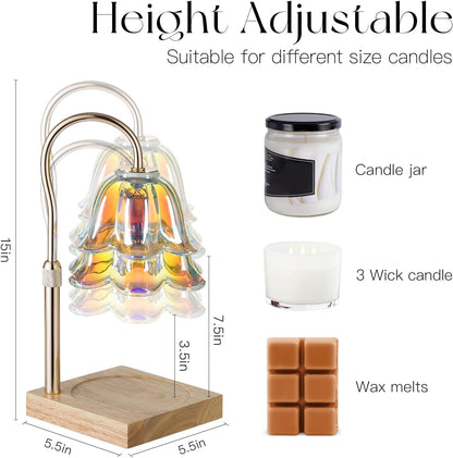 Candeldo Candle Warmer Lamp with Timer, Gold Flower Glass Shade