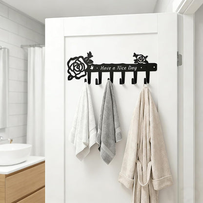 Dog Leash Holder for Wall, Extra Wide 6 Hook Key Rack with Pet Paw Print & Heart, Matte Black Rust-Proof Pet Organizer for Thick Leashes & Keys, Perfect for Mudroom & Entryway, Dog & Cat
