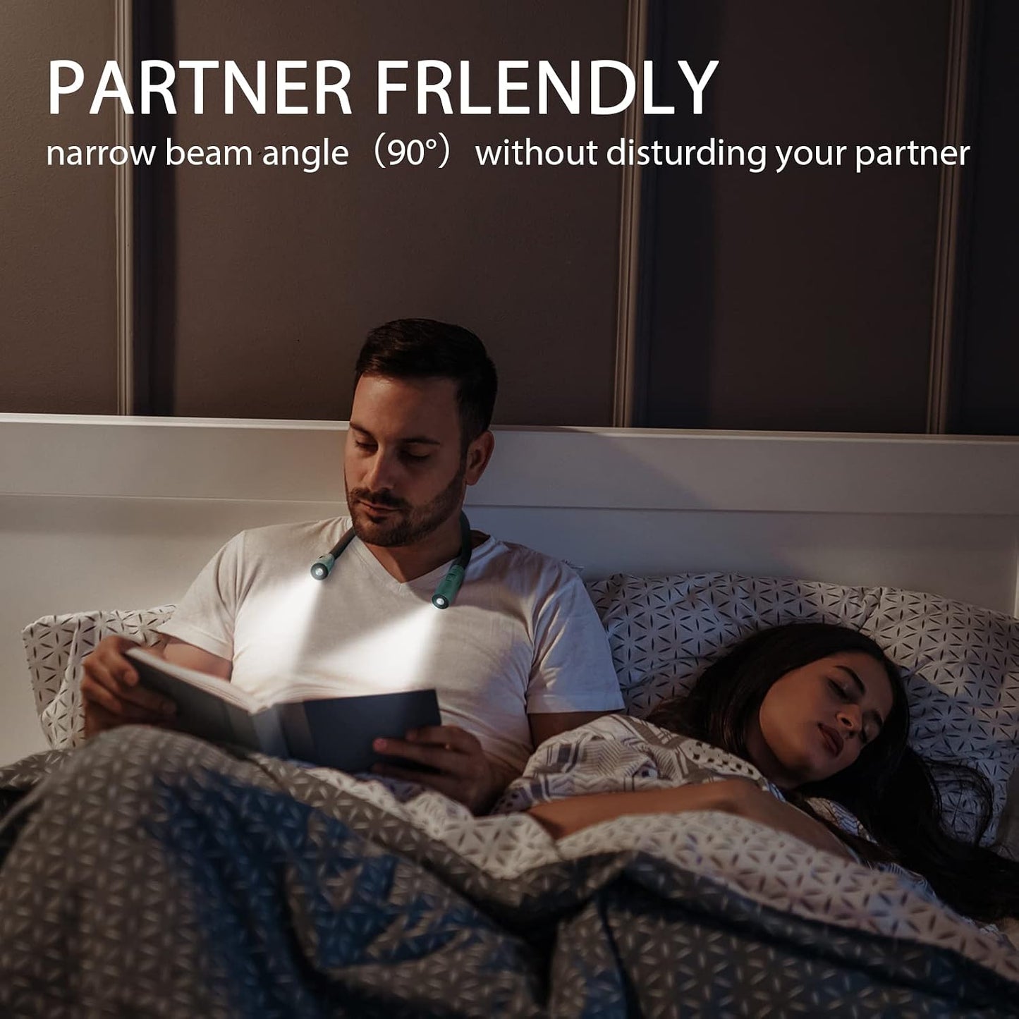 LUXJET Neck Reading Light & Book Light for Reading in Bed - Hands Free, 3 Colors & 6 Brightness Levels, 360° Flexible Arms, 80-Hour Rechargeable - Reading, Knitting, Camping, Repairing
